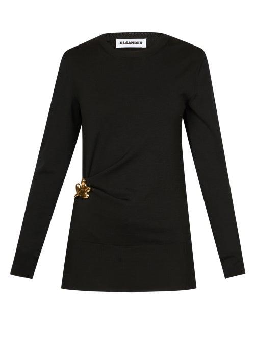 Jil Sander - Hardware-hip Draped-jersey Sweater - Womens - Black