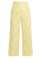 Matchesfashion.com Rochas - Chevron Jacquard Cotton Blend Culottes - Womens - Yellow White