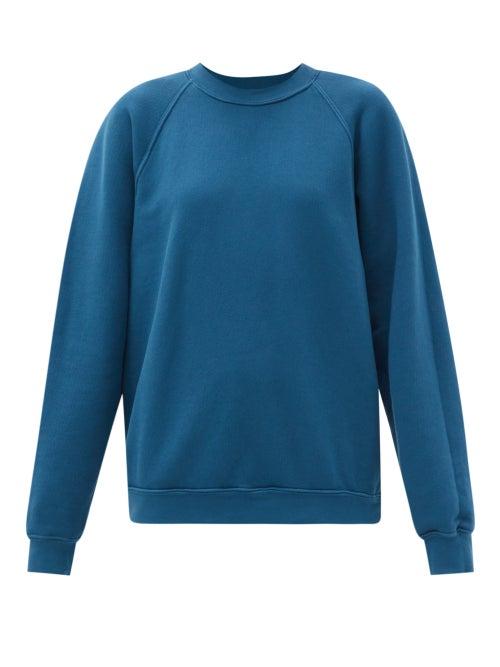 Ladies Rtw Les Tien - Brushed-back Cotton Sweatshirt - Womens - Blue