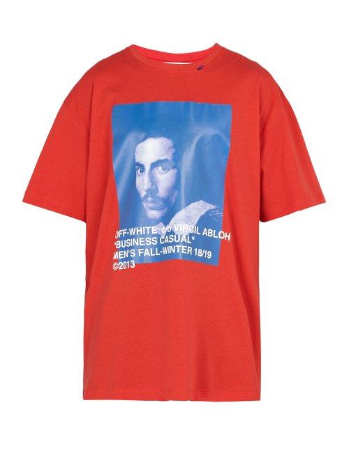 Matchesfashion.com Off-white - Oversized Bernini Print Cotton Jersey T Shirt - Mens - Red