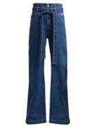 Matchesfashion.com Msgm - Tie Waist High Rise Jeans - Womens - Light Denim
