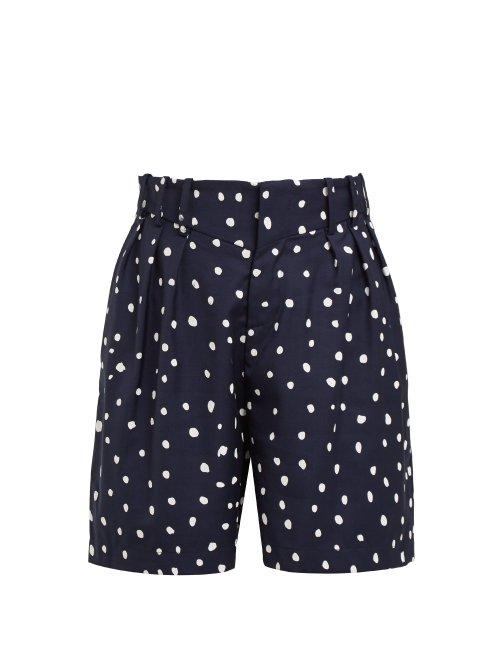 Matchesfashion.com Charles Jeffrey Loverboy - Polka Dot Print Wool Shorts - Womens - Navy Multi
