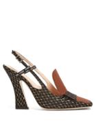 Matchesfashion.com Fendi - Ffreedom Square Toe Brocade Slingback Pumps - Womens - Multi