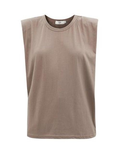 Ladies Rtw The Frankie Shop - Eva Padded-shoulder Organic Cotton Tank Top - Womens - Light Brown