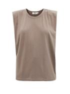 Ladies Rtw The Frankie Shop - Eva Padded-shoulder Organic Cotton Tank Top - Womens - Light Brown