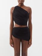 Norma Kamali - Diana One-shoulder Ruched Bikini Top - Womens - Black
