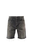 Mens Rtw Saint Laurent - Distressed Straight-leg Denim Shorts - Mens - Grey