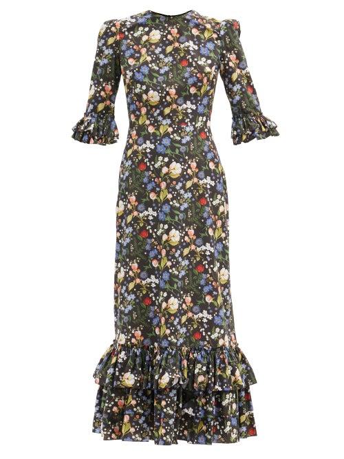 Matchesfashion.com The Vampire's Wife - The Cinderella Floral-print Cotton-poplin Dress - Womens - Black Multi
