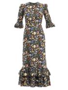 Matchesfashion.com The Vampire's Wife - The Cinderella Floral-print Cotton-poplin Dress - Womens - Black Multi