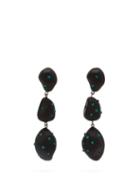 Matchesfashion.com Vanda Jacintho - Artsy Opal Embellished Drop Earrings - Womens - Blue