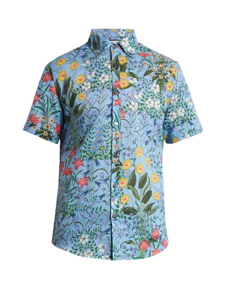 Gucci Floral-print Cotton-voile Shirt