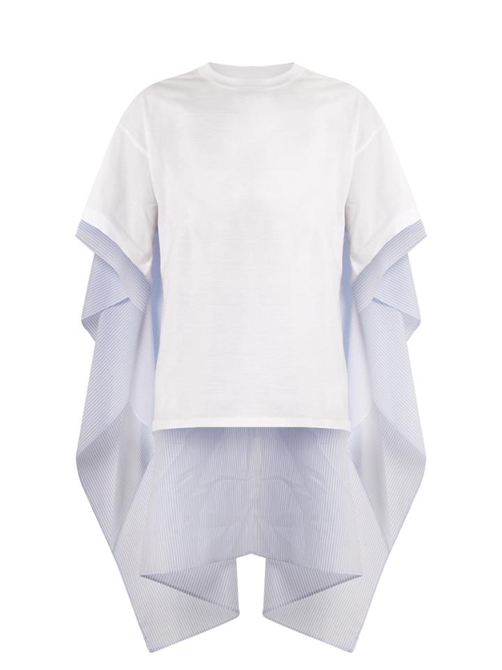 Mm6 Maison Margiela Striped Contrast-panel Cotton T-shirt