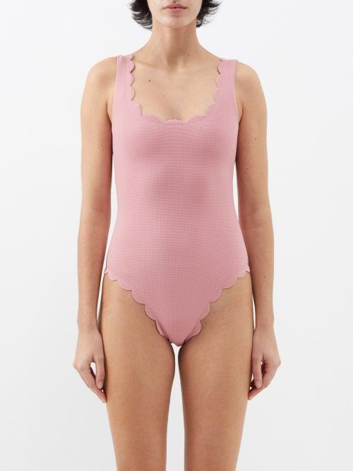 Marysia - Palm Springs Scalloped-edge Swimsuit - Womens - Pink Blue