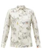 Matchesfashion.com La Prestic Ouiston - Joana Paris-print Silk-twill Shirt - Womens - White Multi