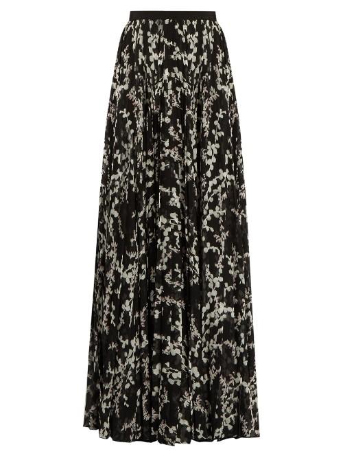 Giambattista Valli Floral-print Pleated Silk Maxi Skirt