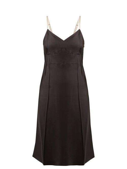 Matchesfashion.com Helmut Lang - V Neck Satin Slip Dress - Womens - Black