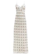 Matchesfashion.com Brock Collection - Floral-print Lace Cotton-blend Slip Dress - Womens - White Print
