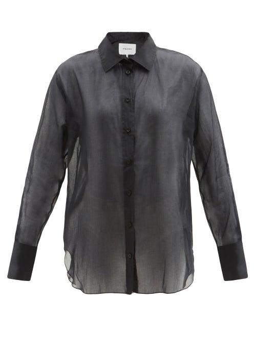 Frame - Sheer Cotton-voile Shirt - Womens - Black