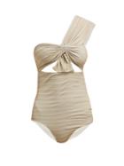 Matchesfashion.com Marysia - Venice One Shoulder Cut Out Swimsuit - Womens - Beige