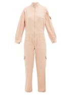 Matchesfashion.com Marrakshi Life - High-neck Zipped Cotton-blend Jumpsuit - Womens - Light Pink