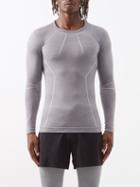 Falke Ess - Wool-blend Long-sleeved T-shirt - Mens - Heather Grey