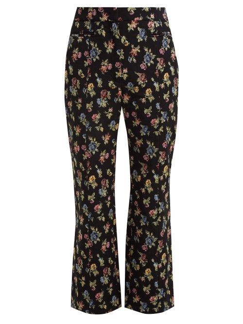 Matchesfashion.com Erdem - Valary Floral Jacquard Cropped Trousers - Womens - Black Multi