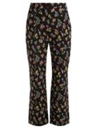 Matchesfashion.com Erdem - Valary Floral Jacquard Cropped Trousers - Womens - Black Multi