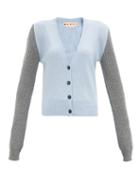 Matchesfashion.com Marni - Colour-block Cashmere-blend Cardigan - Womens - Blue Multi