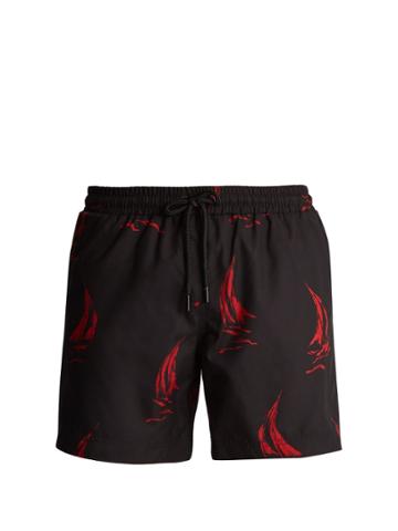 Commas Sailing Boat-print Swim Shorts