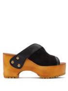 Matchesfashion.com See By Chlo - Suede-trimmed Platform Leather Clogs - Womens - Black
