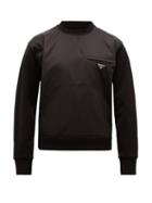 Matchesfashion.com Prada - Nylon Panel Cotton Blend Jersey Sweatshirt - Mens - Black