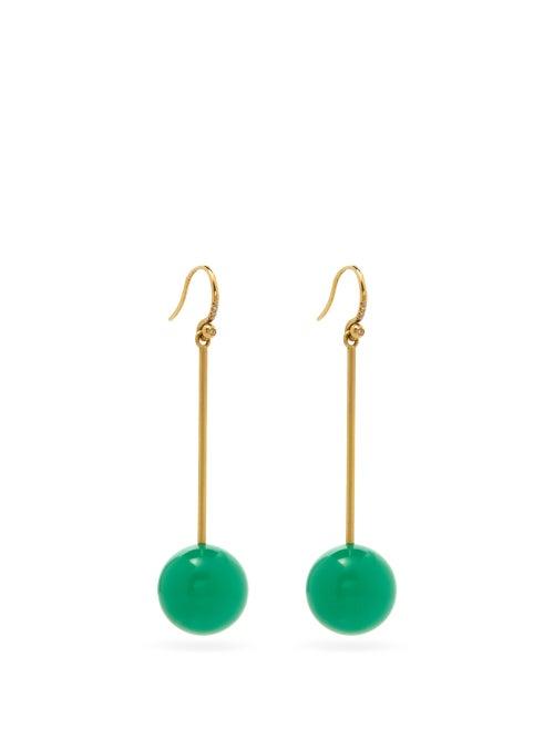 Matchesfashion.com Irene Neuwirth - Lollipop Diamond, Chrysoprase & 18kt Gold Earrings - Womens - Green Gold
