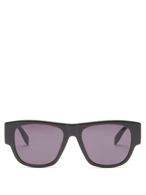 Alexander Mcqueen - Graffiti-logo Square Acetate Sunglasses - Mens - Green