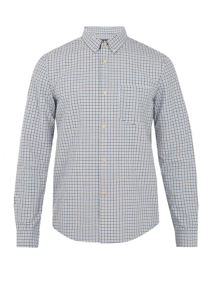 A.p.c. Mick Checked Cotton And Linen-blend Shirt