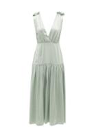 Matchesfashion.com Marysia - Clams V-neck Silk Midi Dress - Womens - Light Blue