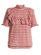 Lee Mathews Germaine Ruffle-trimmed Cotton-gingham Top
