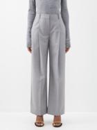 Victoria Beckham - Pleated Wide-leg Wool Trousers - Womens - Grey