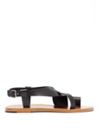 Matchesfashion.com Bottega Veneta - Cross Strap Leather Sandals - Womens - Black