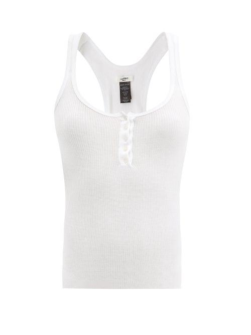 Matchesfashion.com Isabel Marant Toile - Louisalic Ribbed Cotton Tank Top - Womens - White