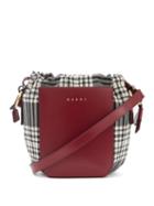 Ladies Bags Marni - Gusset Small Leather & Tartan Cross-body Bag - Womens - Red Multi