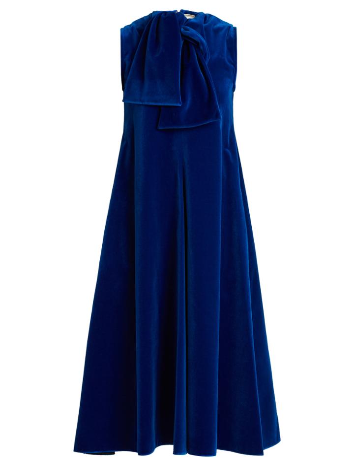 Maison Rabih Kayrouz Sleeveless Neck-tie Cotton-velvet Midi Dress