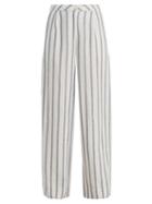 Matchesfashion.com Thierry Colson - Biarritz Spugna Wide Leg Striped Trousers - Womens - Blue Stripe