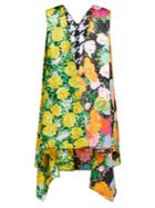 Richard Quinn Contrasting Print Satin Cape-dress