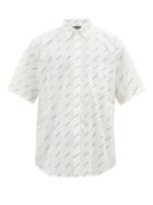 Matchesfashion.com Balenciaga - Logo-print Cotton-poplin Shirt - Mens - White Black