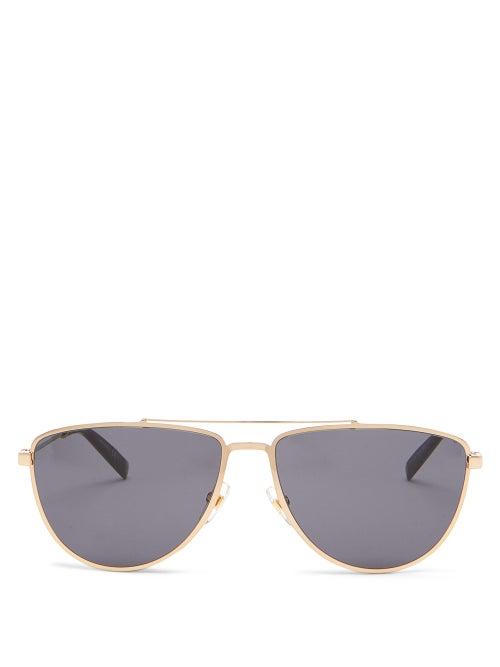 Matchesfashion.com Givenchy - Logo-engraved D-frame Metal Sunglasses - Mens - Gold
