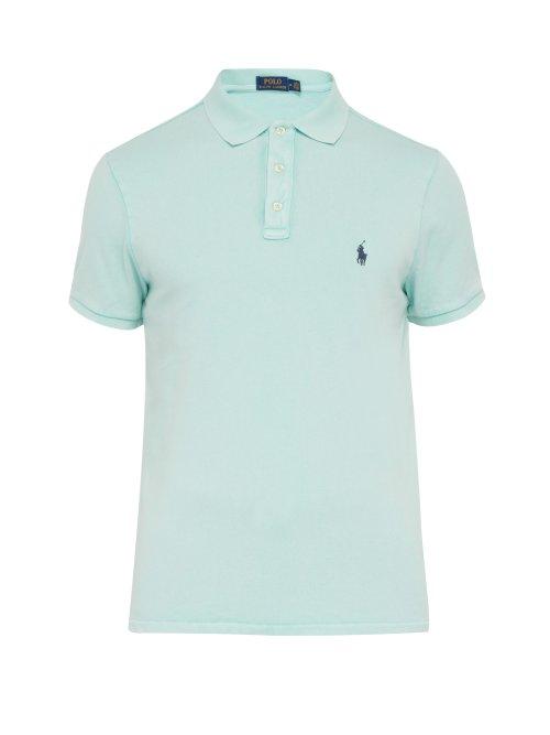 Matchesfashion.com Polo Ralph Lauren - Logo Embroidered Cotton Terry Polo Shirt - Mens - Light Green