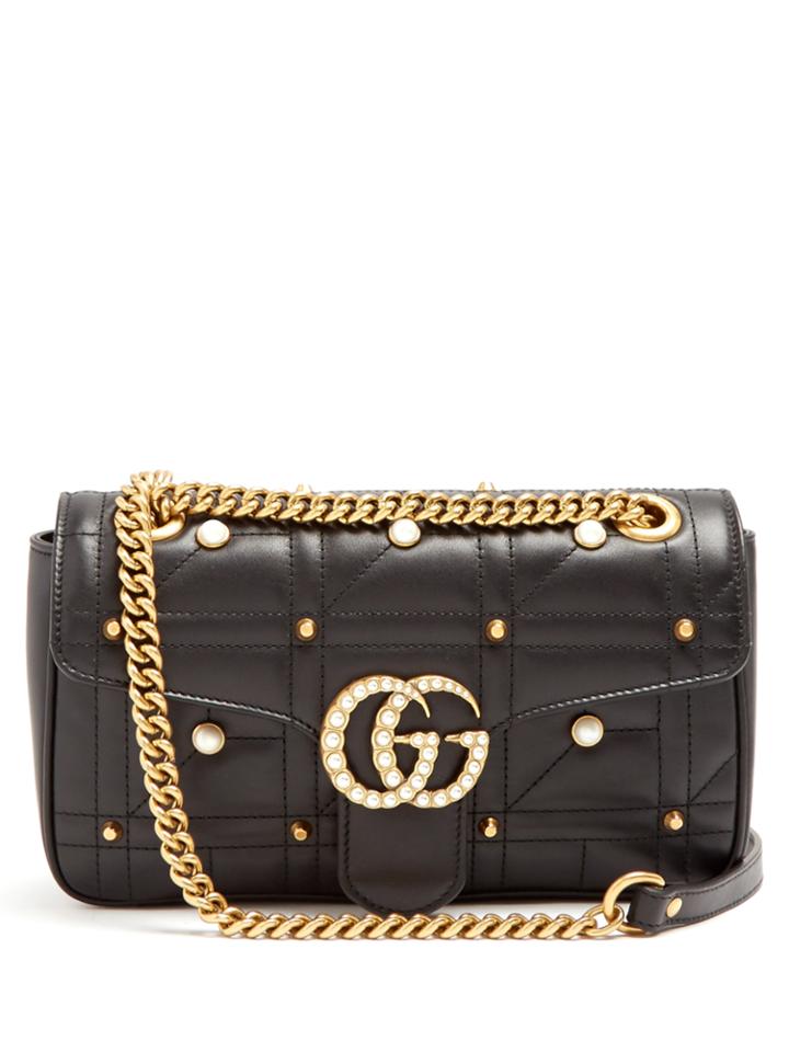 Gucci Gg Marmont Embellished Quilted-leather Bag