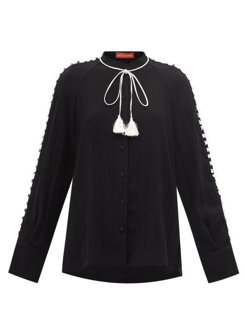 Altuzarra - Irini Buttoned-sleeve Crepe Blouse - Womens - Black