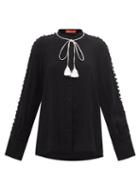 Altuzarra - Irini Buttoned-sleeve Crepe Blouse - Womens - Black