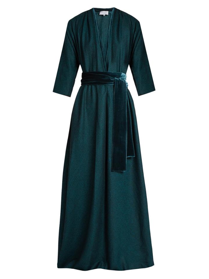 Luisa Beccaria Floral-embellished Wool-twill Dress